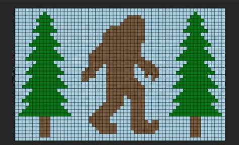 Sasquatch Cross Stitch Pattern, Sasquatch Knitting Pattern, Bigfoot Pixel Art, Bigfoot Cross Stitch Pattern, Sasquatch Quilt Pattern, Bigfoot Perler Beads, Bigfoot Quilt Free Pattern, Sasquatch Cross Stitch, Bigfoot Crochet Pattern Free