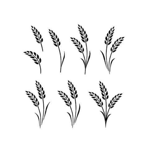 Wheat Sheaf Tattoo Simple, Rice Grain Tattoo, Wheat Stock Tattoo, Wheat Drawing Simple, Wheat Doodle, Wheat Outline, Wheat Sketch, Grain Tattoo, Wheat Symbol