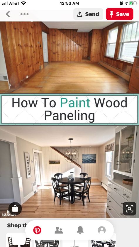 Cheap Basement Ideas, Wood Paneling Living Room, Wood Paneling Makeover, Paneling Makeover, Chandelier Ideas, Wooden Cladding, Painting Wood Paneling, Paint Diy, Paint Wood