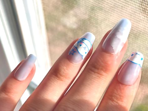 Cinnamon Roll Sanrio Nail Art, Hello Kitty Cinnamon Roll Nails, Cinamoroll Nails Simple, Cute Cinnamoroll Nails, Cinnamon Rolls Sanrio Nails, Cute Nail Designs Sanrio, Cinnaroll Nails, Nail Designs Sanrio, Cinnamonroll Sanrio Nail Art