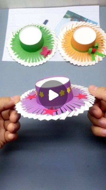 Paper Hat Craft, How To Make Paper Hat, How To Make A Hat Out Of Paper, Creative Hats For Kids, Water Bottle Crafts For Kids, Paper Cup Crafts For Kids, Paper Hats For Kids, Hat Crafts For Kids, Paper Hat Diy