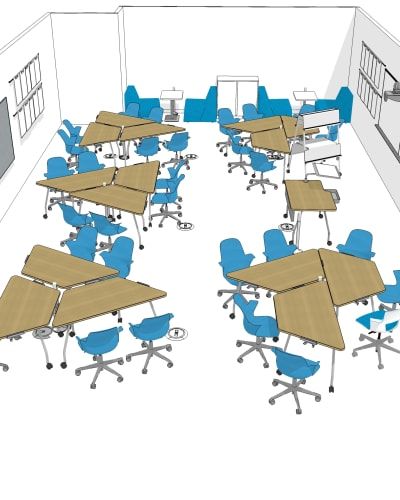 Collaborative Classroom Design, Whiteboard Desk, Rolling Whiteboard, Flexible Seating Classroom, Digital Fashion Design, Desk Arrangements, Collaborative Classroom, Classroom Arrangement, Classroom Interior