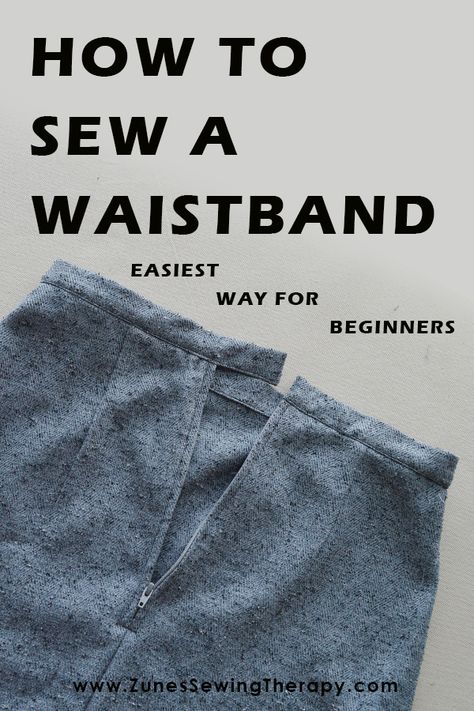 How To Sew A Waistband, Sewing A Waistband, Skirt Waistband Ideas, How To Sew A Skirt Step By Step, Sew Skirts For Beginners, How To Sew Pants For Beginners, How To Sew A Skirt For Beginners, Easy Clothes To Sew For Beginners, How To Sew A Skirt