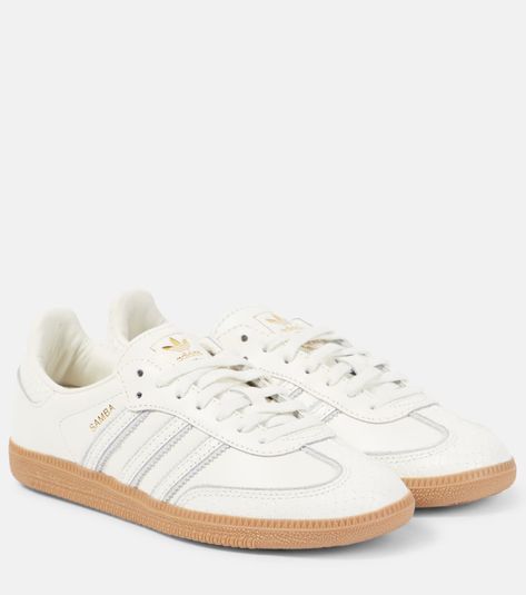 Samba OG leather sneakers in white - Adidas | Mytheresa Samba White, Samba Og, Adidas Shoes Women, White Sneakers Women, Cute Sneakers, Everyday Shoes, Swag Shoes, Shoes Sneakers Adidas, Adidas Samba