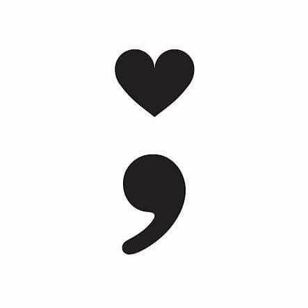 Prevention Tattoo Ideas, Tattoo Punto Y Coma, Tattoo Designs Semi Colon, Heart Semi Colon, Awareness Tattoos, Semi Colon, Semi Colon Tattoo, Heart Semicolon, Colon Tattoo