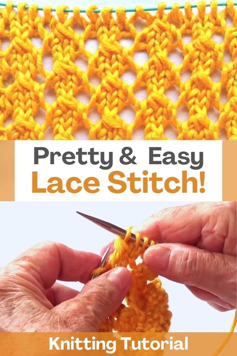 Get ready to take your knitting skills to the next level with this comprehensive guide on mastering a pretty and easy lace stitch. This friendly creator will be your knitting buddy, guiding you through each step of the process with patience and expertise. You'll be amazed at how quickly you can add a touch of elegance to your knitwear pieces using this captivating lace stitch pattern. With just a simple 4-row repeat, this stitch is perfect for both beginners and seasoned knitters looking to... 4 Stitch Repeat Knitting Patterns, Lacy Knit Patterns, Lacey Knit Scarf Free Pattern, Easy Lacy Knit Stitches, 4 Row Knitting Patterns, Woven Knit Stitch, Simple Lace Knitting Patterns, Easy Knit Lace Pattern, Knitting Stitch Patterns Free