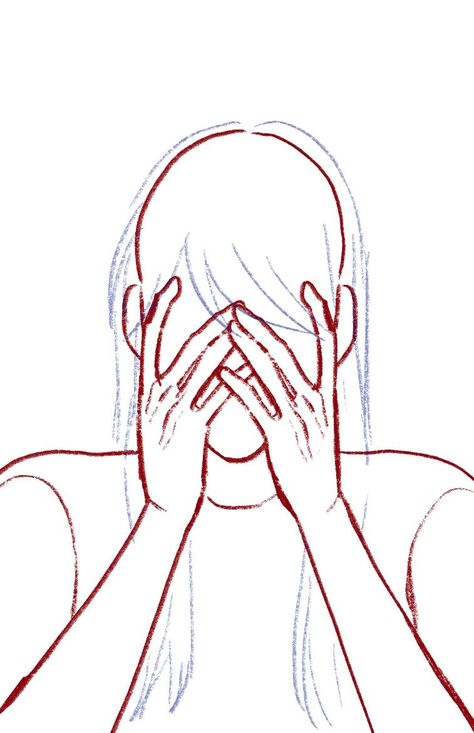 Hands To Face Pose, Hands On Face Pose Reference, Person With Hands On Face Drawing, Hand In Head Reference, Hand Covering Face Drawing, Hands Holding Face Drawing, Hand Grabbing Head Reference, Hands In Face Pose, Holding Head Reference Drawing