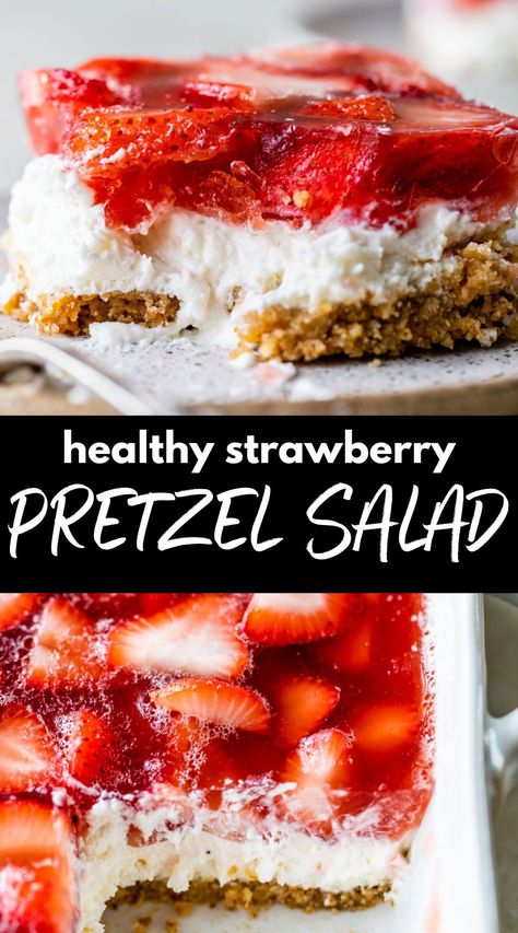 Gluten Free Strawberry Pretzel Salad, Gluten Free Strawberry Pretzel Dessert, Pretzel And Strawberry Dessert, Healthy Strawberry Pretzel Salad, Weight Watchers Strawberry Pretzel Salad, Healthy Jello Salad, Ww Strawberry Pretzel Dessert, Homemade Strawberry Jello, Pretzel Crust Strawberry Dessert