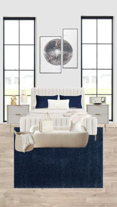 Check out khloecamins's Shuffles Navy And White Bedroom, Wooden Slats, Platform Bed Frame, Upholstered Platform Bed, Box Spring, Platform Bed, Velvet Fabric, Bed Frame, Mattress