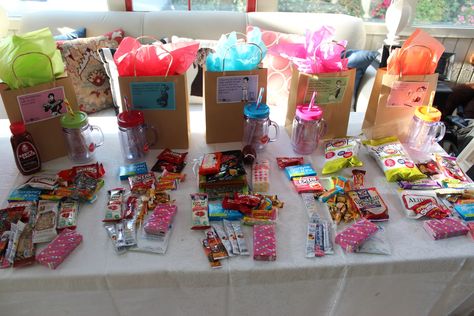 Girls Weekend Goody Bags Girls Getaway Weekend Gifts Party Favors, Sister Weekend Gifts, Goodie Bags For Adults Birthdays, Teenage Goodie Bag Ideas, Vacation Gift Bags For Adults, Ladies Weekend Gifts, Sisters Trip Gift Ideas, Girlfriend Weekend Gifts, Party Goodie Bag Ideas For Adults