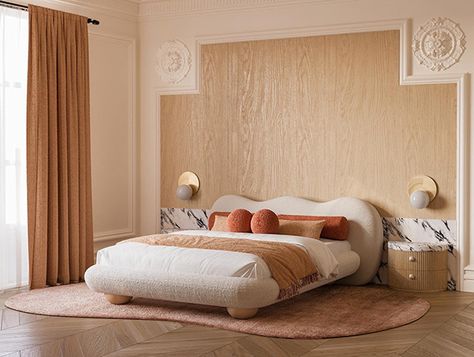 Atasehir house bedroom on Behance Trendy Bedroom 2023, Seating In Bedroom, Postmodern Bedroom, Kids Bed Frame, Headboard Modern, Kids Bed Frames, Shaped Headboard, Modern Bed Frame, Modern Headboard