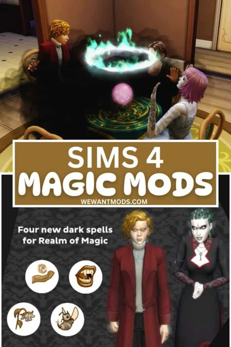 20+ Sims 4 Magic Mods: Spells, Careers & More - We Want Mods Sims 4 Witchcraft Mod, Spellcaster Mods Sims 4, Sims 4 Cc Witchcraft, The Sims 4 Witch Mods, Sims 4 Mods Occult, Sims 4 Cc Magic Furniture, Sims 4 Male Witch Cc, Sims 4 Paranormal Stuff Cc, Sims 4 Sorcerer Cc