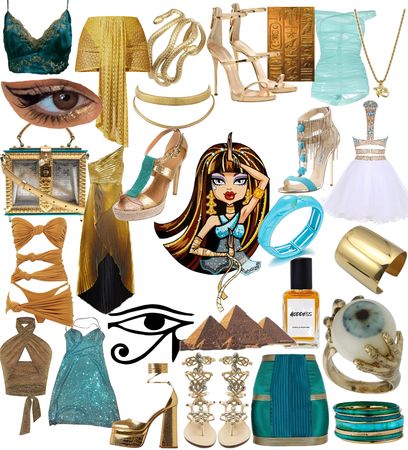 Cleo De Nile Outfit Ideas, Cleo Aesthetic, Look Board, Monster High Halloween Costumes, Cleopatra Halloween Costume, Cleopatra Halloween, Monster High Halloween, Monster High Cosplay, Monster High Costume