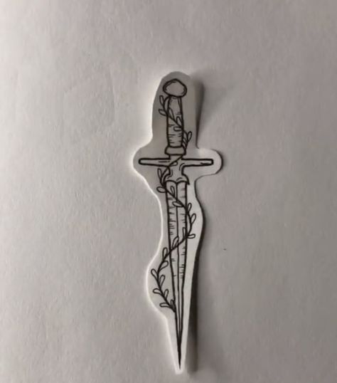 Small Knife Tattoos For Women, Knife In Back Tattoo, Dagger With Vines Tattoo, Dager Tattoos For Women, Cute Knife Tattoo, Long Tattoo Ideas, Dagger Sternum Tattoo, Small Dagger Tattoo, Simple Dagger Tattoo