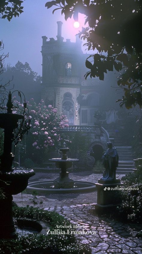 Gothic Victorian House, Gothic Manor, Classic House Interior Design, Images Terrifiantes, Gothic Mansion, Dark Castle, Gothic Garden, Backyard Water Feature, Victorian Garden