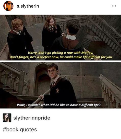 Book quotes. I wonder what it's like having a difficult life? Harry Potter Sassy Moments Book, Quotes Sassy, Citate Harry Potter, Harry Potter Memes Hilarious, Yer A Wizard Harry, Images Harry Potter, Harry Potter Headcannons, Sassy Pants, Doctorate