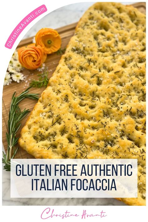 Gluten Free Authentic Italian Focaccia Focaccia Bread Gluten Free, Foccacia Bread Recipes Gluten Free, Gluten Free Facoccia Bread Recipe, Focaccia Gluten Free Recipe, Gluten Free Foccacia Bread, Gf Focaccia, Gluten Free Focaccia Bread Recipe, Gluten Free Focaccia Bread, Gluten Free Focaccia