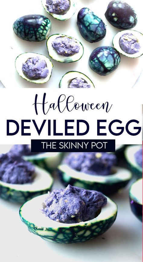 Black Deviled Eggs, Ghoul At Heart Recipes, Halloween Hors D’oeuvres, Dyed Deviled Eggs, Spooky Foods, Halloween Eggs, Halloween Deviled Eggs, Goth Kitchen, Devilled Eggs