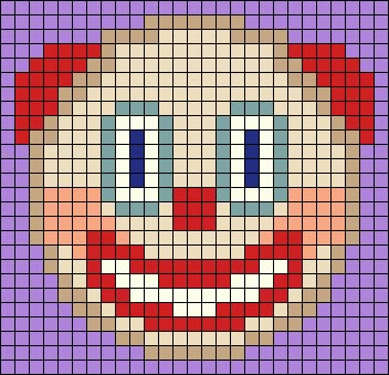 Clown Cross Stitch Pattern, Clown Alpha Pattern, Clown Pixel Art, Funny Pixel Art, Crochet Alpha Patterns, Alpha Crochet, Crochet Pixel Art, Grid Board, Pixel Grid