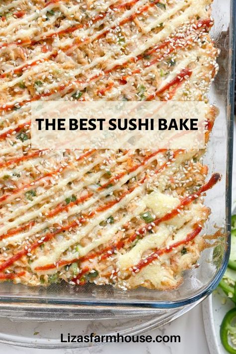 Philadelphia Roll Sushi Bake, No Bake Sushi Casserole, Salmon Cream Cheese Sushi Bake, California Roll Sushi Casserole, Sushi Pan Recipe, Shrimp Tempura Sushi Bake, Thanksgiving Sushi Roll, Simple Sushi Bake, Sushi Bake With Cream Cheese