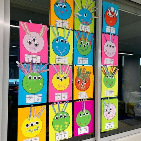 Place Value Monster, Place Value Classroom Display, Place Value Crafts 1st Grade, Place Value Kindergarten, Place Value Display, Classroom Conversation, Place Value Math Games, Place Value Craft, Math Art Activities