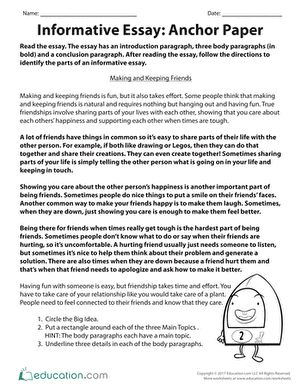 There's an important element that completes an informative essay: an anchor paper. By learning how to identify elements of an informative essay, children will gain a deeper understanding of how to write their own later on. Fourth- and fifth-graders do a lot of practice with paragraphs and this worksheet is a great addition to learning the writing process and writing organization.#educationdotcom Informational Writing Graphic Organizer, Reading Response Worksheets, Reading Response Journals, Introduction Paragraph, Writing Organization, Informative Essay, Prepositional Phrases, The Writing Process, Best Essay Writing Service