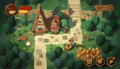 ArtStation - My mini project Farming Game, 3d Pokemon, Indie Game Art, Game 2d, Mini Project, Farm Games, Bg Design, 2d Game Art, Game Environment