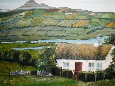 Mountains of Mourne Co. Down Ireland - Emerald Isle Dreams - Paintings & Prints, Landscapes & Nature, Villages & Towns - ArtPal Ireland Decor, Calm Green, Irish Wall Art, County Mayo Ireland, Mayo Ireland, County Mayo, Irish Countryside, Irish Cottage, Irish Landscape