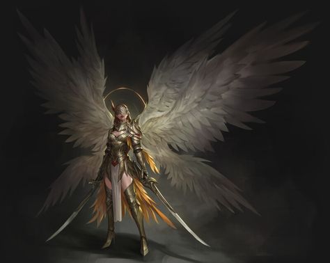 Goddess Of Judgement, Dnd Celestial, Aasimar Paladin, Valkyrie Norse, Gods Inspiration, Egyptian Warrior, Valkyrie Tattoo, World Of Warcraft Characters, Warcraft Characters