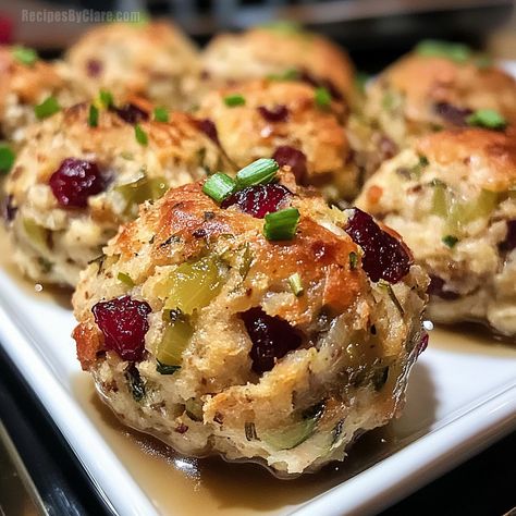 Turkey With Cranberry Sauce, Sausage Stuffing Balls With Cranberry, Turkey Cranberry Stuffing Balls, Turkey And Cranberry Recipes, Chicken Stuffing Balls, Turkey And Dressing Balls, Cranberry Turkey Stuffing Balls Recipe, Turkey And Stuffing Meatballs, Cranberry Stuffing Balls