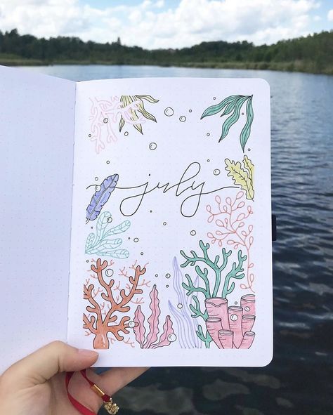 Bujo Inspiration Layout, Mermaid Bullet Journal, Summer Bullet Journal Cover, Journal D'inspiration, Journal Key, Bullet Journal Month, Journal Weekly, Bullet Journal Set Up, Bullet Journal Ideas Templates