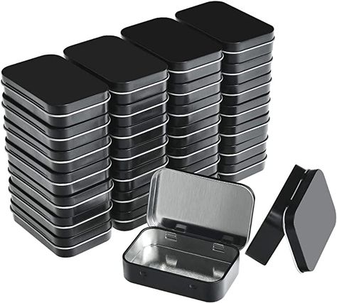 Amazon.com: Aybloom Metal Rectangular Empty Hinged Tins - 30 Pack Black Mini Portable Box Containers Small Storage Kit & Home Organizer Drawing Pin, Desain Pantry, Small Hinges, Cube Storage Bins, Home Organizer, Candy Jewelry, Mini Candles, Kit Home, Small Containers