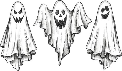 Ghost Drawings, Halloween Borders, Scary Drawings, Ghost Drawing, Image Halloween, Ghost Tattoo, Halloween Printables Free, Halloween Frames, Desenho Tattoo