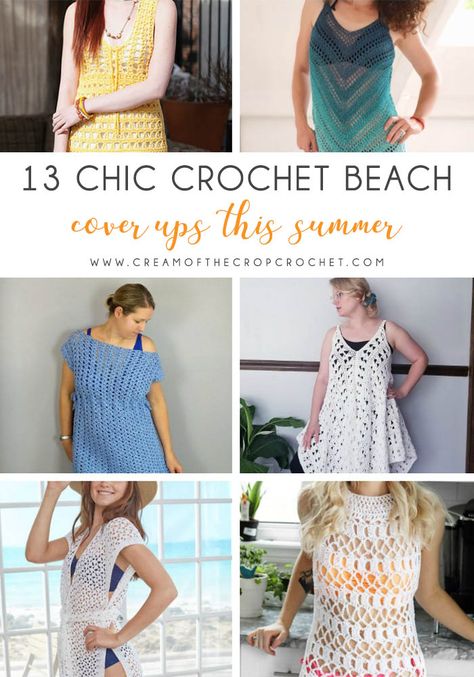 Ponchos, Crochet Tops Free Patterns Easy, Crochet Patterns For Summer, Crochet Dress Beach, Crochet Bathing Suit Cover, Beach Coverup Pattern, Summer Cover Ups, Crochet Bathing Suit, Crochet Beach Cover Up