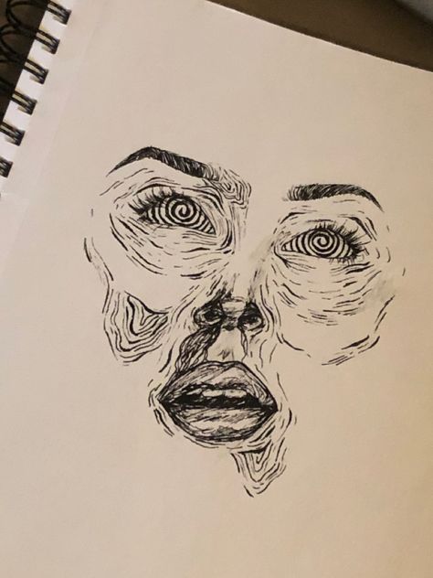 Trippy People Drawings, Trippy Scary Drawing Ideas Easy, Trippy Sketches, Trippy Pencil Drawings, Trippy Drawing Ideas Easy Pencil, Trippy Sketch Ideas Easy, Trippy Sketch Ideas, Hippie Drawing, Biro Drawing