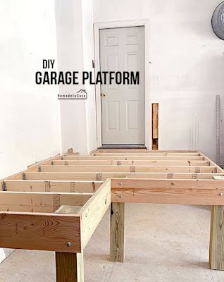 Garage Platform, Faux Cabinet, Diy Shaker Cabinet Doors, Diy Shaker Cabinets, Garage Steps, Garage Stairs, Shaker Style Cabinet Doors, Garage Mudroom, Shaker Cabinet Doors