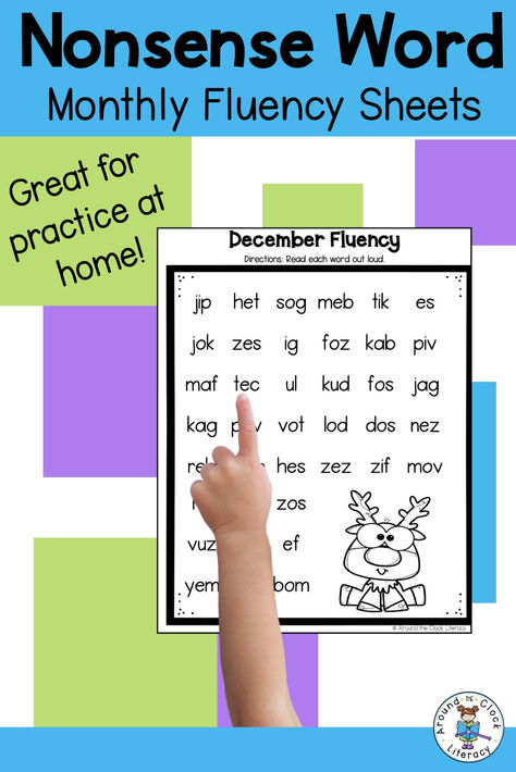 Boost your students' reading fluency with our monthly nonsense word fluency sheets. Perfect for home or classroom use, these no-prep worksheets help students prepare for NWF tests while building essential reading skills. Enhance your literacy curriculum with these effective and engaging fluency practice sheets.  #NonsenseWordFluency #ReadingSkills  #ElementaryEducation #FluencyPractice #TeacherResources #HomeworkActivities   #ReadingPractice #FluencySheets #EarlyLiteracy Nonsense Words Fluency, Homework Activities, Fluency Activities, Prep Worksheets, Kindergarten Themes, Fluency Practice, Nonsense Words, Teacher Products, Reading Practice