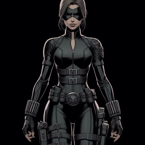 Stealth Suit Concept Art Female, Combat Suit Concept Art, Black Widow Suit Design, Black Widow Oc, Black Superhero Suit Female, Black Widow Suit, Villain Suit, Superhero Costumes Female, Tactical Suit