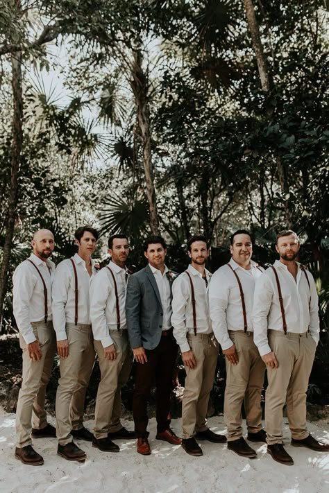 White button downs and khaki pants are perfect groomsmen outfits for a beach wedding | Image by Brooke Taelor Bridesmaid Things, Groomsmen Outfit, Wedding Groomsmen Attire, Future Board, Mens Wedding Attire, Groom Wedding Attire, Groomsmen Outfits, Groom And Groomsmen Attire, Beach Wedding Decorations