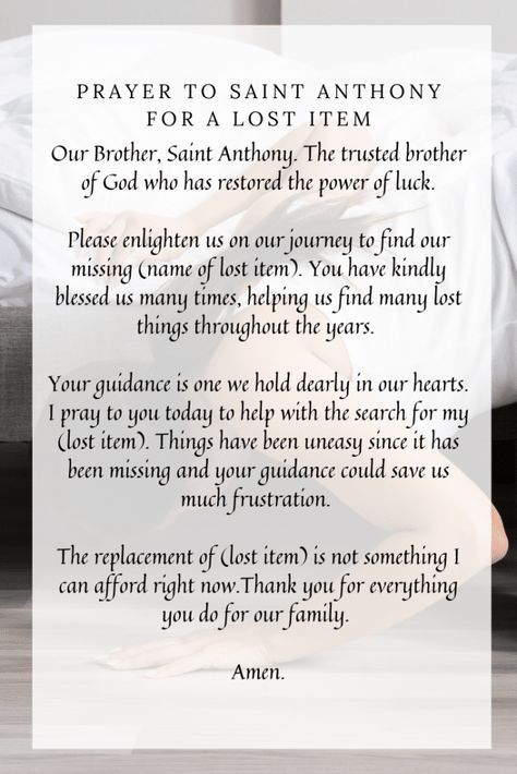 Prayers For Finding Lost Things, Prayer For Lost Things, Prayer To Find Lost Items, Prayer To St Anthony For Lost Things, Prayers To Saints, Saint Anthony Prayer, St Anthony Prayer Lost, St Anthony Miracle Prayer, Hoodoo Psalms