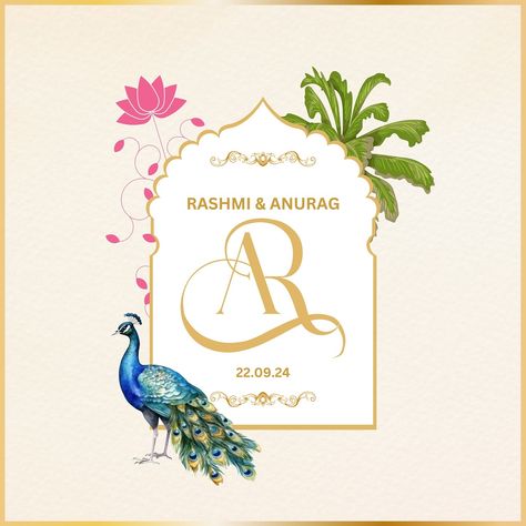 Wedding Logos Design, Wedding Monogram Ideas Initials, Wedding Monogram Logo Initials, Indian Wedding Logo, Wedding Initials Decor, Wedding Initials Logo, Digital Wedding Invitations Design, Wedding Illustrations, Digital Wedding Invitations Templates