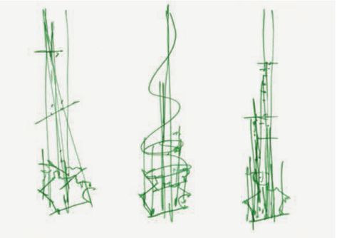 Renzo Piano's original sketches for The Shard as featured in Drawing Architecture Renzo Piano Sketch, Renzo Piano Architecture, Guggenheim Museum Bilbao, London Architecture, Architecture Books, Renzo Piano, The Shard, Frank Gehry, Famous Architects