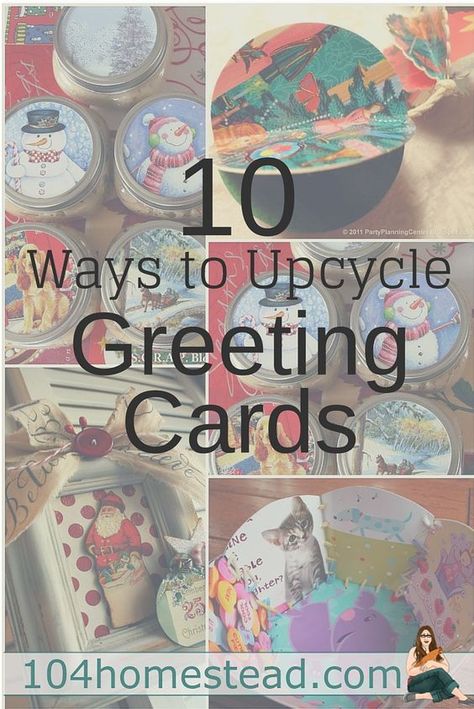 10 fun ways to upcycle, repurpose, and give new life to the holiday and greeting cards lovingly sent to you. These ideas work great for Valentines and birthday cards as well. Upcycle Repurpose, Kids Art, Arts And Crafts For Kids, Repurpose, New Life, The Holiday, Holiday Cards, Art For Kids, Craft Projects