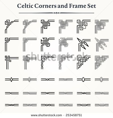 Celtic and Elvish Decoration Flourish Vectors | 123Freevectors Celtic Patterns Border, Dnd Bujo, Tattoo Borders, Celtic Corners, Model Illustration, Celtic Border, Black Contour, Geometric Vector, Celtic Patterns