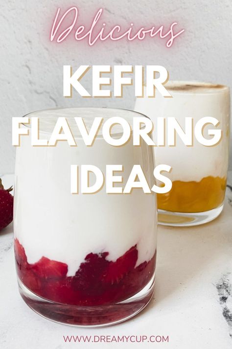 Milk kefir with muddled strawberries and mango How To Eat Kefir, What To Do With Kefir, Keifer Recipes Smoothie, Kiefer Recipes, Kefir Dessert, Kefir Smoothie Recipes, Kefir Flavors, Goat Kefir, Milk Kefir Recipes