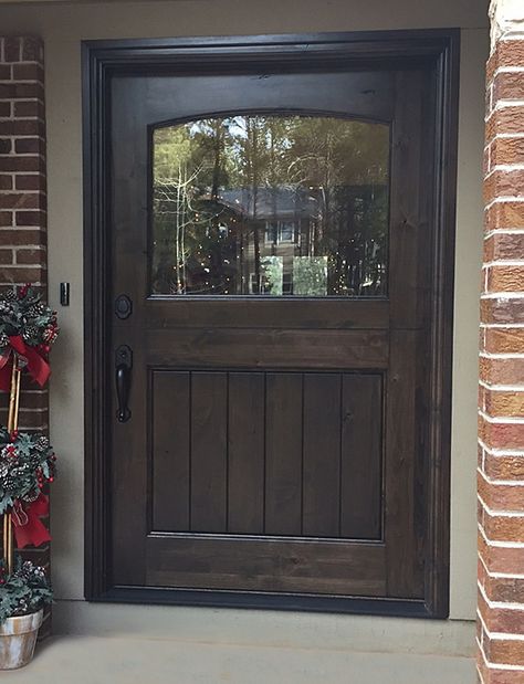 Extra wide Dutch door in knotty alder - still as practical today as it was in the 17th century, when it was first used. Wide Doors Entrance, Extra Wide Front Door Entrance, Wide Entry Door, Dutch Front Door Entrance, Rustic Front Door Double, Farm House Double Front Door, Rustic Exterior Double Doors, Painteddouble Front Entry Doors Farmhouse, Oversized Front Door