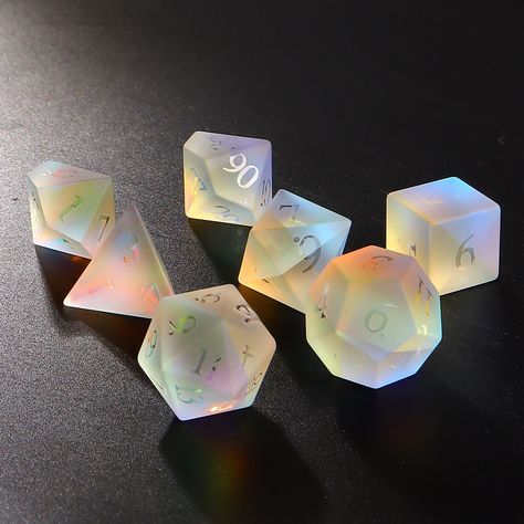 *The full set will come with D4 D6 D8 D10 D% D12 D20(normal). *11 dice set will come with D4 D6x4 D8 D10 D% D12 D20(normal)x2 (the full set + D6x3 + D20). Discover our exquisite collection of DND dice, each set comprising seven polyhedral dice meticulously hand-carved from vibrant natural stone. Crafted with care, every dice boasts intricately engraved golden numbers that shimmer against the stone's surface, ensuring lasting elegance. Embrace the singular allure of these gemstones, where each pi Explorers Pack Dnd, Metal Dnd Dice, Dice Sets Dnd, D&d Setup, Pretty Dnd Dice, Cute Dnd Dice, D&d Party, D&d Room, D&d Dice