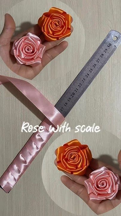 Ribbon Flower Design, How To Make Flowers Using Ribbon, Rose Flower Craft How To Make, Silk Ribbon Roses, Diy Flower Using Ribbon, Flowers Out Of Ribbon How To Make, Flower Made From Ribbon, Flower Made Out Of Ribbon, Make A Rose Out Of Ribbon