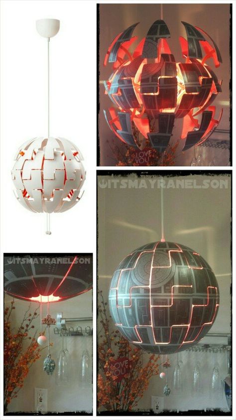 10 Awesome IKEA Hacks For Geeks Ikea Lamp Hack, Bedroom Lighting Ceiling, Star Wars Zimmer, Decoracion Star Wars, Star Wars Room Decor, Nerd Home, Star Wars Bedroom, Star Wars Nursery, Star Lights On Ceiling