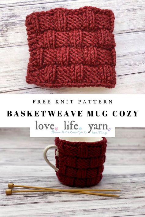 Knitted Coffee Cozy Pattern Free, Coffee Cozy Knitting Pattern Free, Mug Cozy Knitting Pattern Free, Things To Knit And Sell, Knitted Mug Cozy Pattern Free, Quick Knitting Projects Easy Gifts, Mug Cozy Pattern Knitting, Knitting Cup Cozy, Quick Knit Gifts Free Pattern